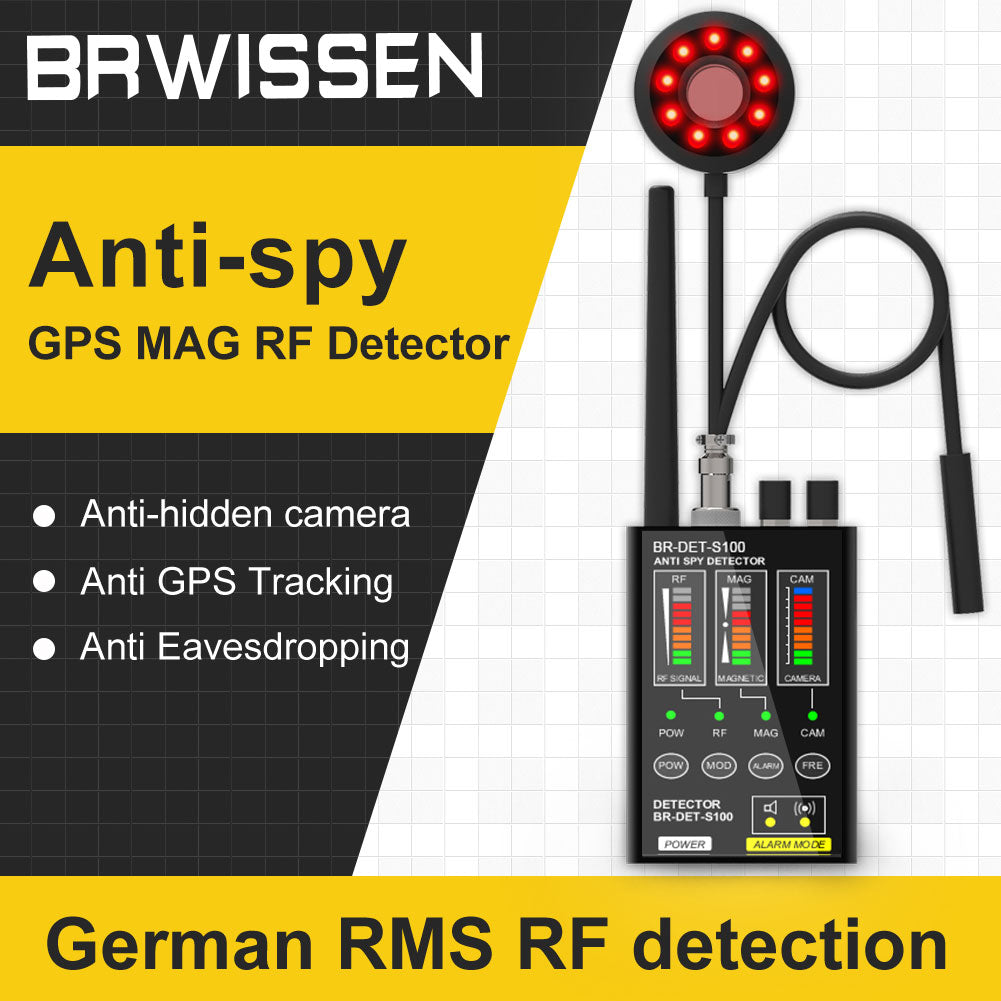 BRWISSEN S100 Anti Spy Detector Hidden Camera Detector GPS MAG RF Tracking Strong Magnetic Wireless Bug Scanner